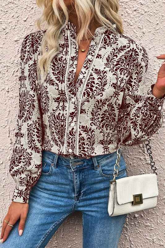 Bohemian Printed Bishop Sleeve Lace Shirt 21749811_2fc163a2-8371-4ff0-af30-ffd199df60d1