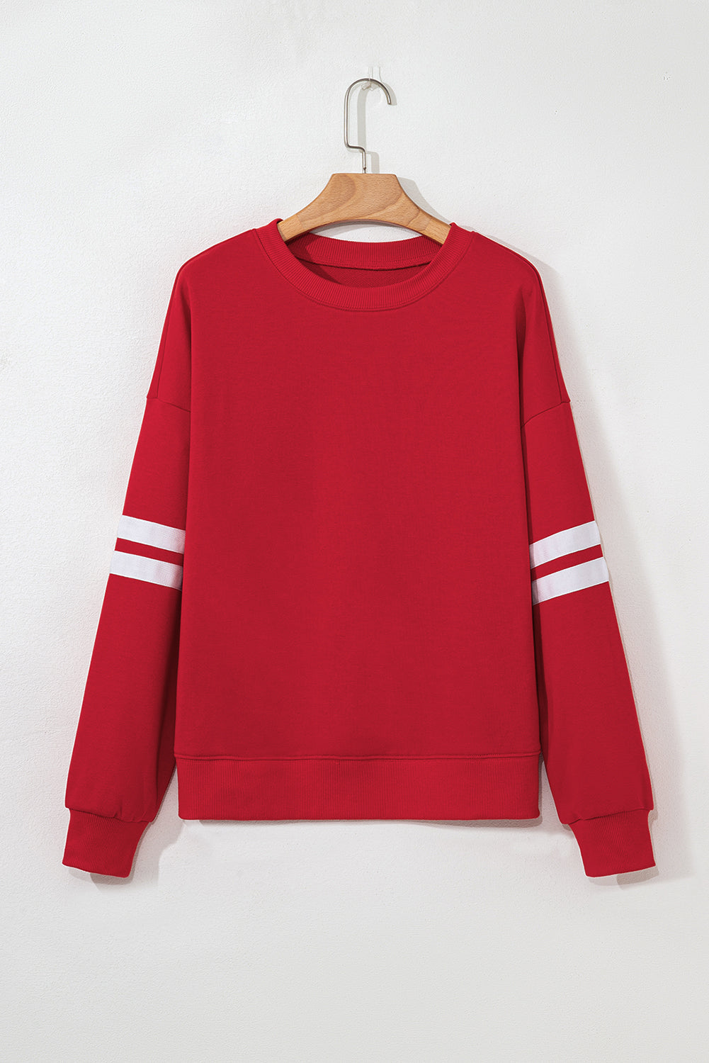 Orange Preppy Striped Sleeve Loose Sweatshirt 21824a0784ae8c0b