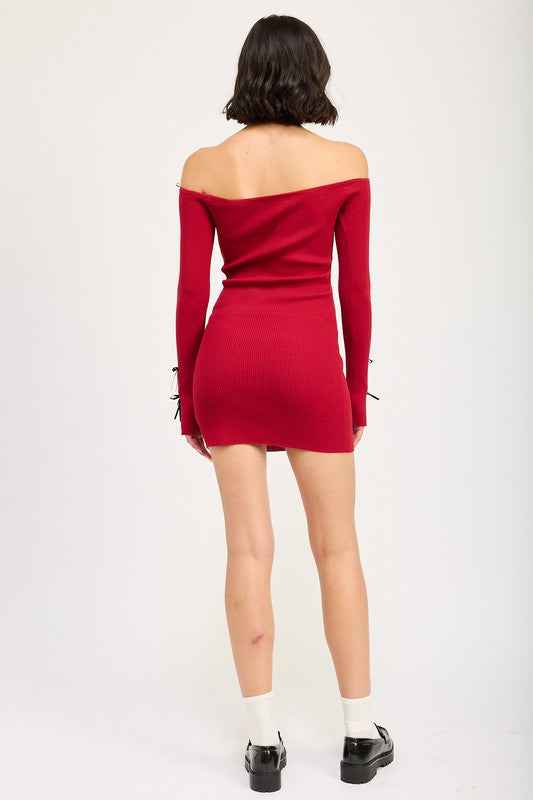 OFF SHOULDER BODYCON DRESS WITH BOW DETAIL 21940311_d13d5d87-e03e-410c-baa4-60526a2c3601