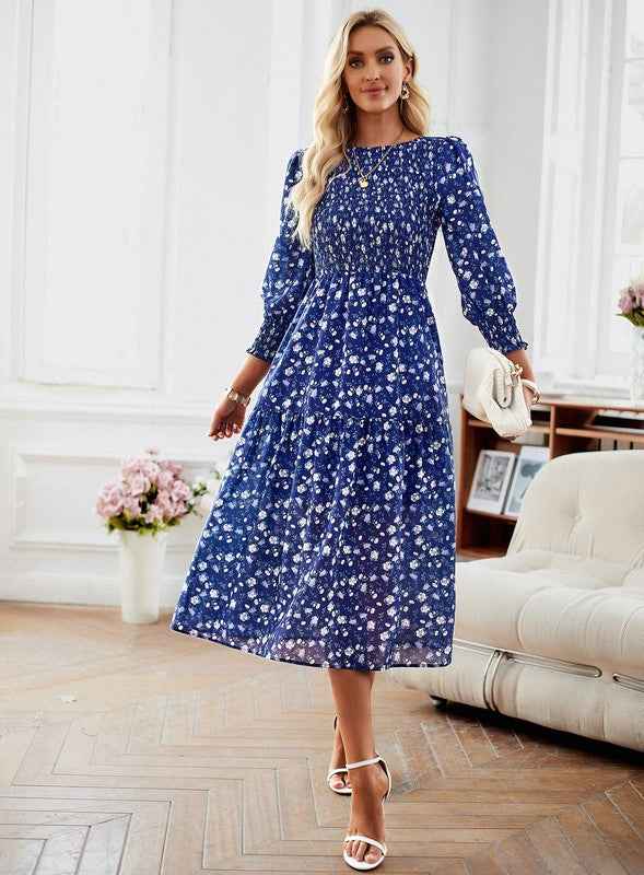 Womens Long Sleeve V Neck Ruffle Floral Maxi Dress Navy 21944409_56d141a2-d912-4b18-b83a-e91c2081b024