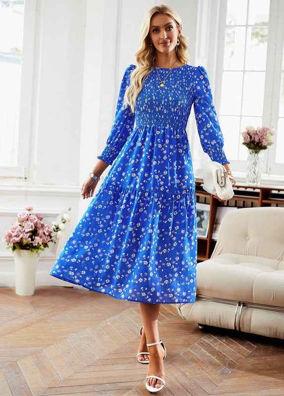 Womens Long Sleeve V Neck Ruffle Floral Maxi Dress Blue 21944409_651c5913-809d-4df8-8e99-f0b3a9018cd0