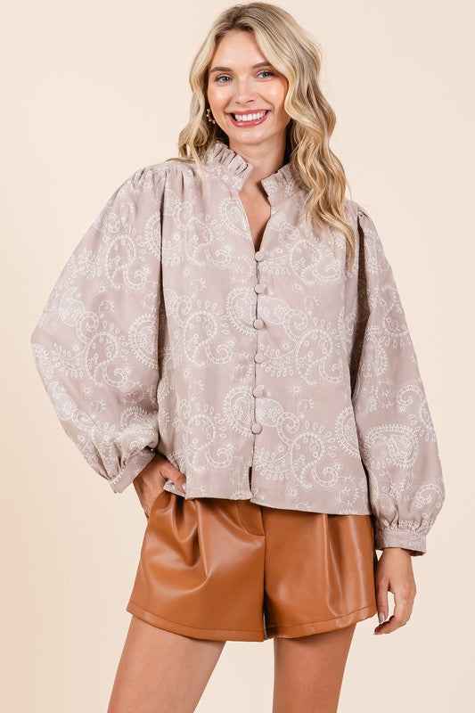 Plus Paisley Eyelet Laced Button-Up Blouse Taupe 21967694_b5a3dbf8-f84b-4c81-958a-0e6085d0807a