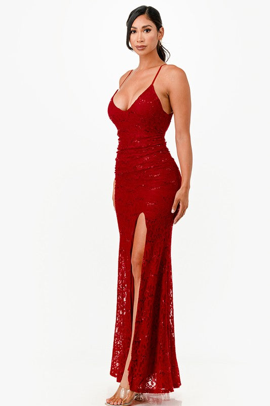 Open Back Mermaid Evening Dress – Sleeveless Lace Sequin Gown 21993551_07922216-e93f-429d-94e0-05f80a84ef74