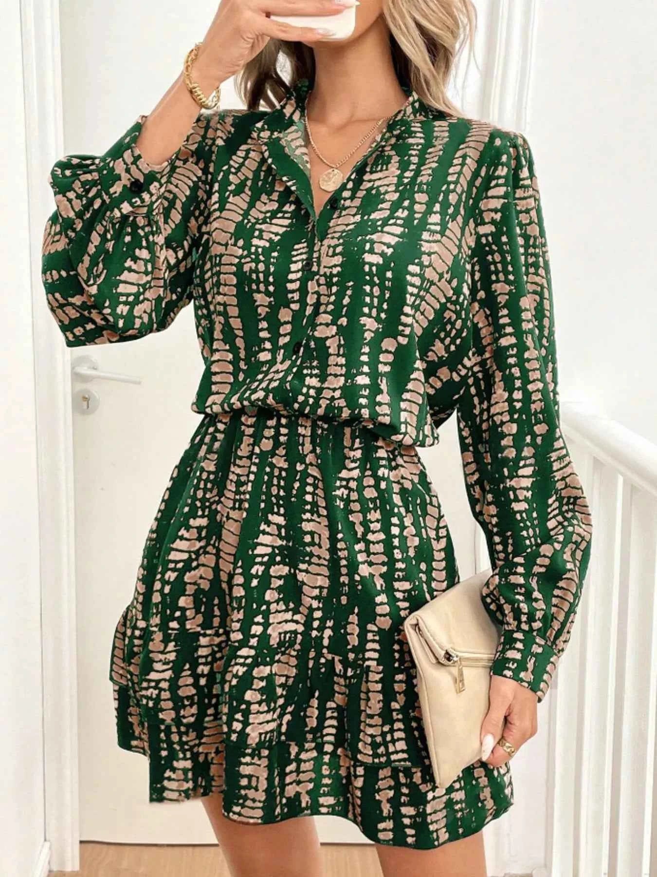 Printed Long Sleeve Mini Dress 21aa5abc3ad54a12a9d14b8504fb7a02-Max-Origin