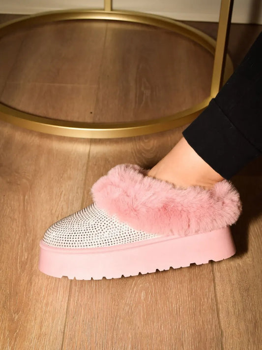 WILD DIVA Embellished Faux Fur Platform Booties 21ab0d84-6e33-447f-b8d2-490336e6e5fe-Max
