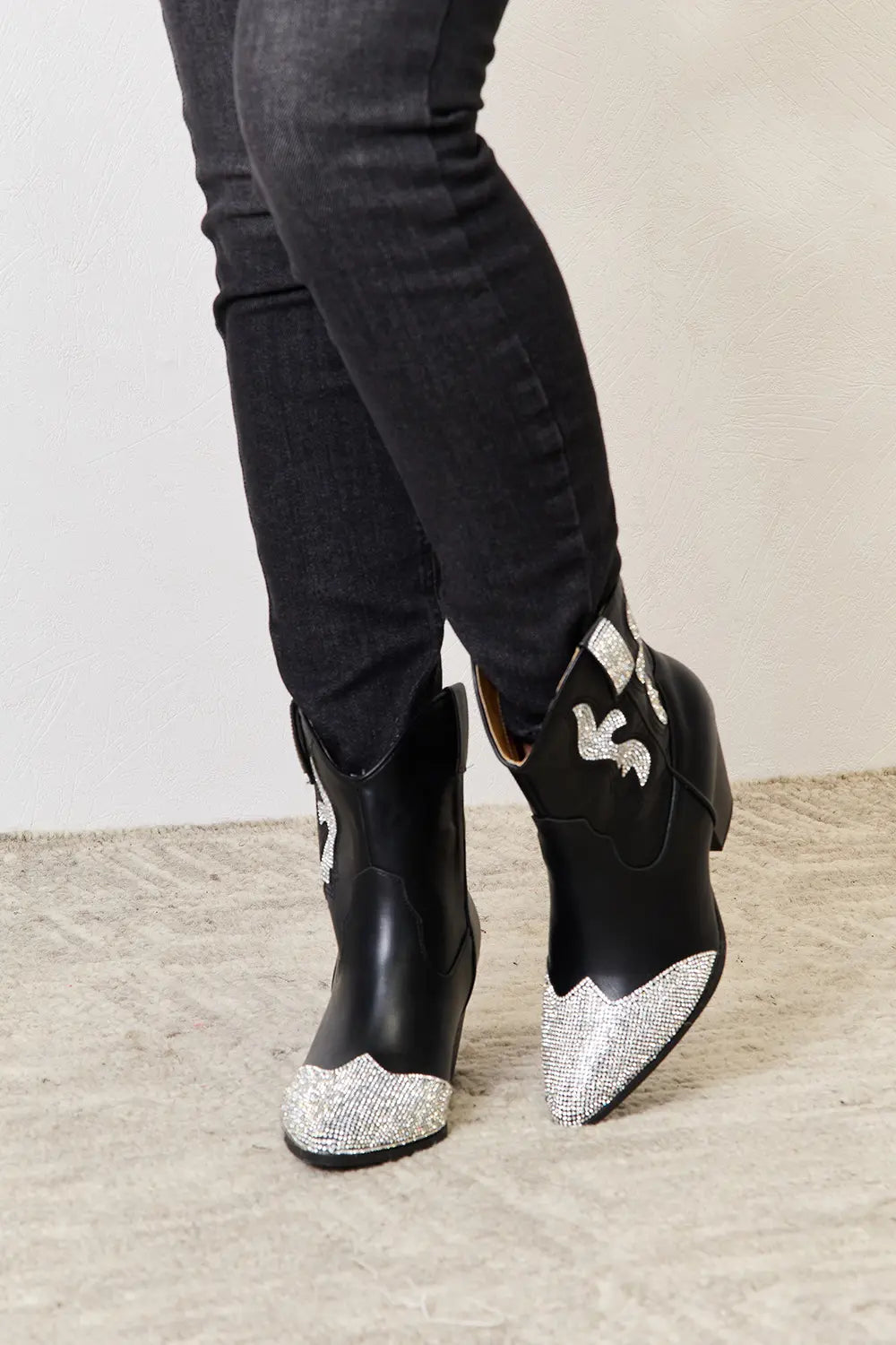 East Lion Corp Rhinestone Pointed Boots Black 21ac88efb3674601980a86c3a2dfdcac-Max