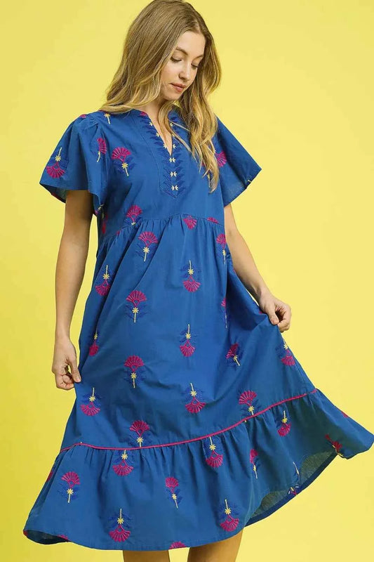 Embroidered Tiered Midi Dress Dark Blue 21af0a53-e7d8-4588-844a-30745cd96d77-Max-Origin
