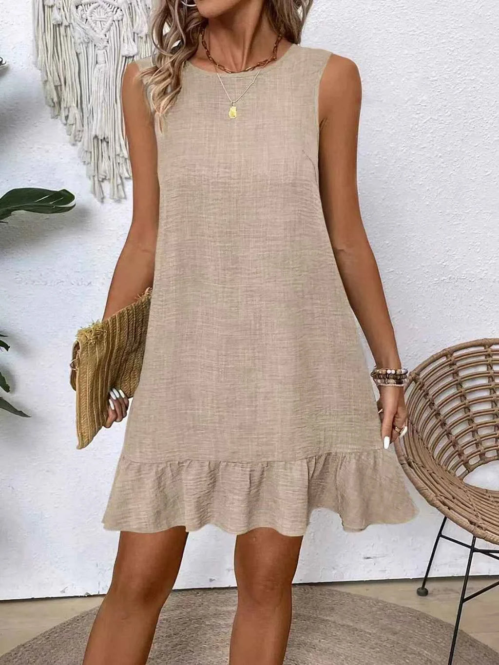 Ruffled Hem Round Neck Sleeveless Dress 21ba8278-254f-4ec5-9fec-812ac13f9c9a-Max-Origin