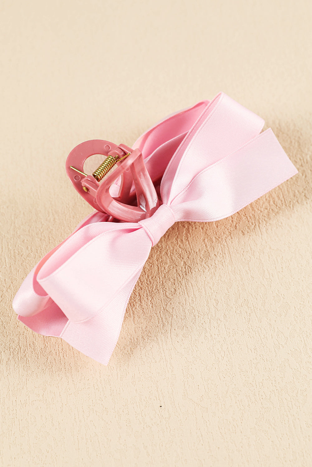 Light French Beige Solid Color Ribbon Bow Decor Hair Clip 21c492d4342fbf8b