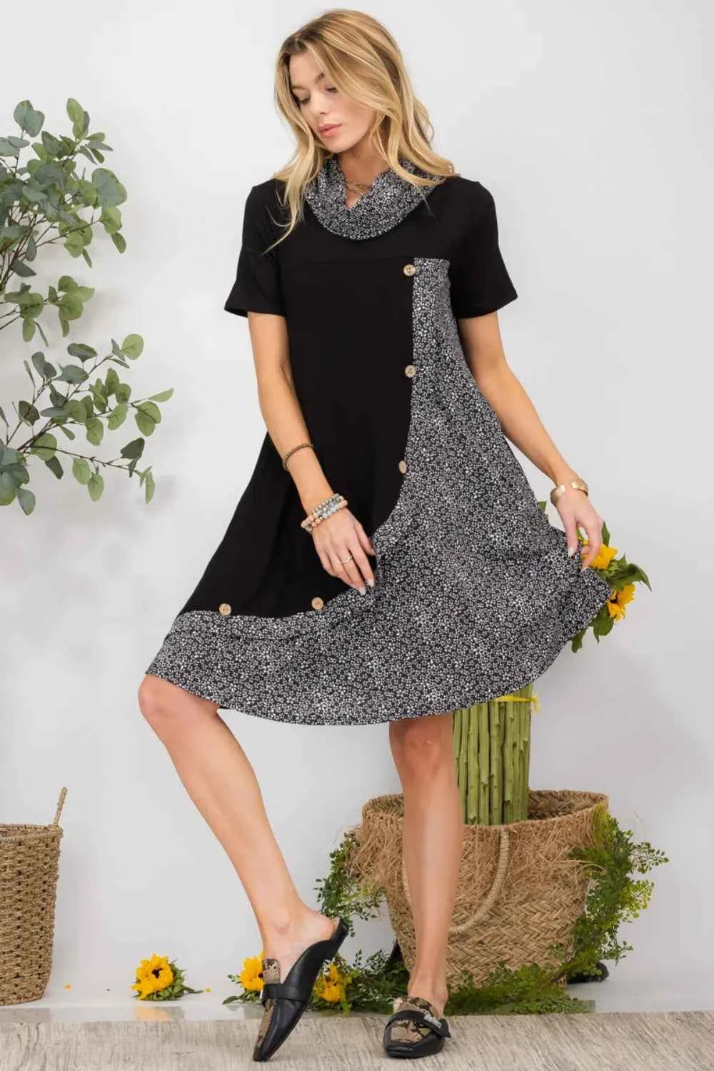 Celeste Full Size Decor Button Short Sleeve Dress with Pockets Plus Size 21c9d1fc-5ad7-48d0-9cd0-805c7392d82d-Max