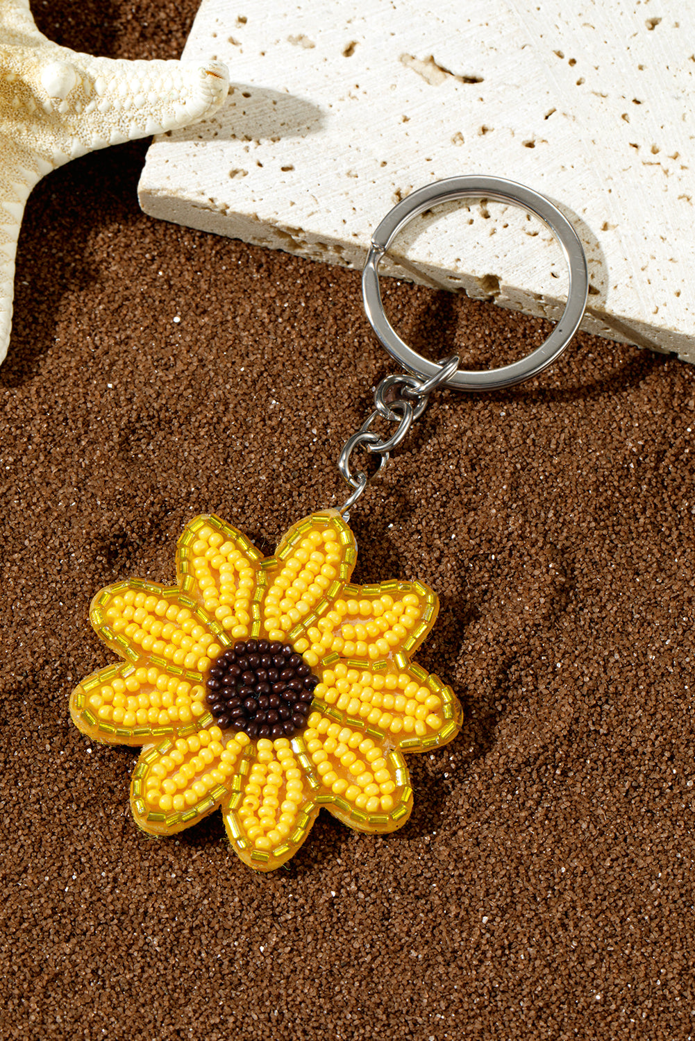 Yellow Cute Sunflower Beaded Keychain 21caf554a9d2b10e