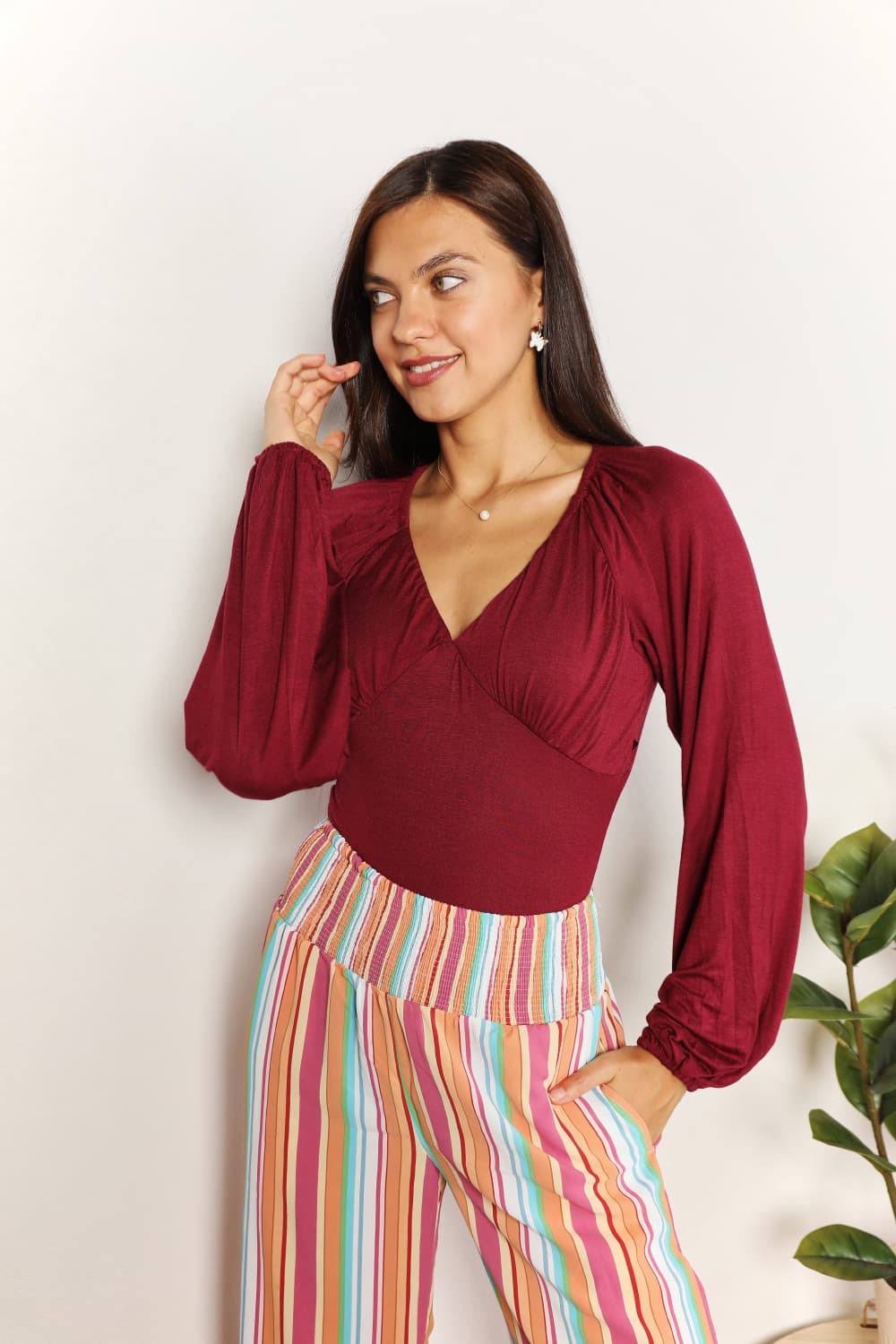 Culture Code Full Size V-Neck Bodysuit 21d9d2081e9440708faf70789deb9135-Max