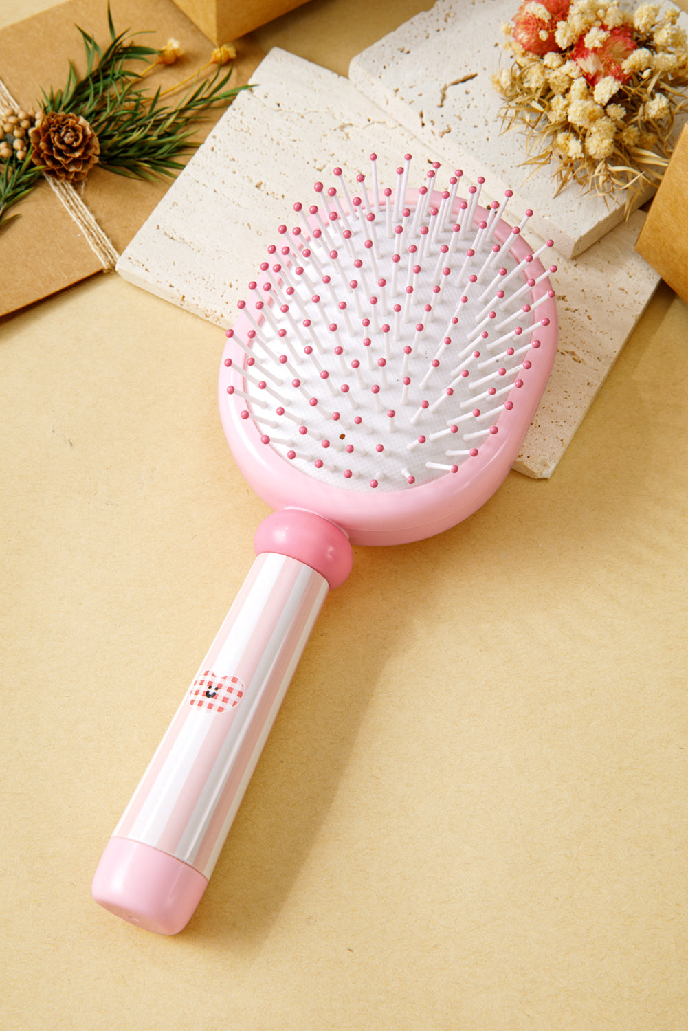 Pink 2 in 1 Round Spherical Air Cushion Detangle Comb 21dbe7b1fb259a24