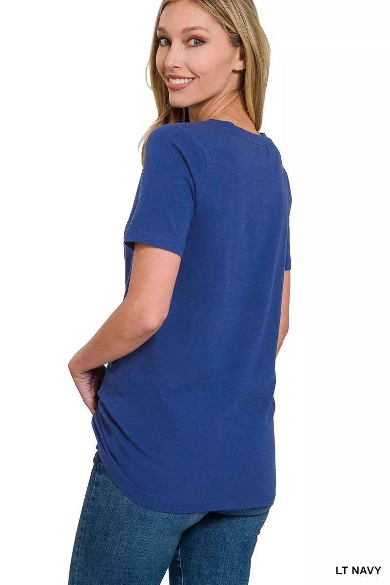 Zenana V-Neck Short Sleeve T-Shirt 21ec1dbdfa6544f8b47c27fd14ad3c83-Max-Origin