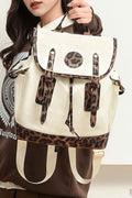White Leopard Patchwork Casual Backpack White ONE SIZE 100%Polyester 21ed3a9e2a1b765f