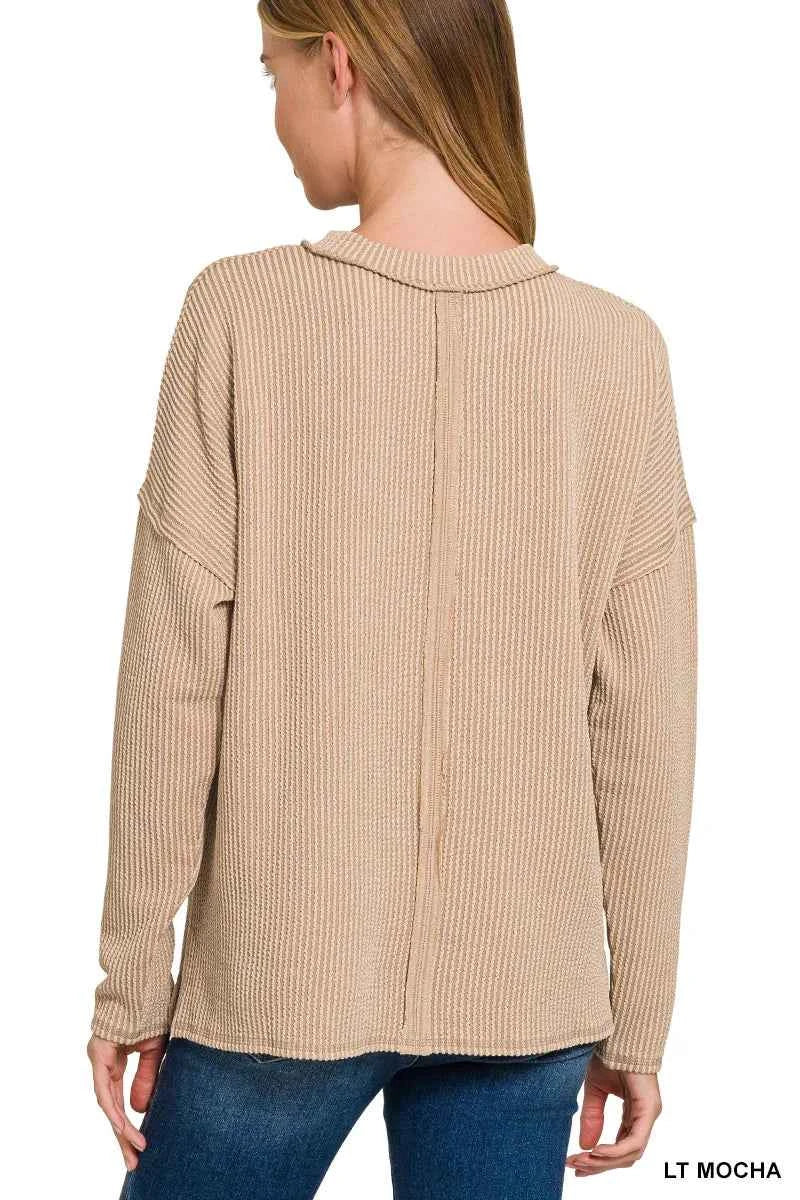 Zenana Long Sleeve Drop Shoulder Rib Top 21f31e17-ff96-4586-9e3d-35815b770e3e-Max-Origin