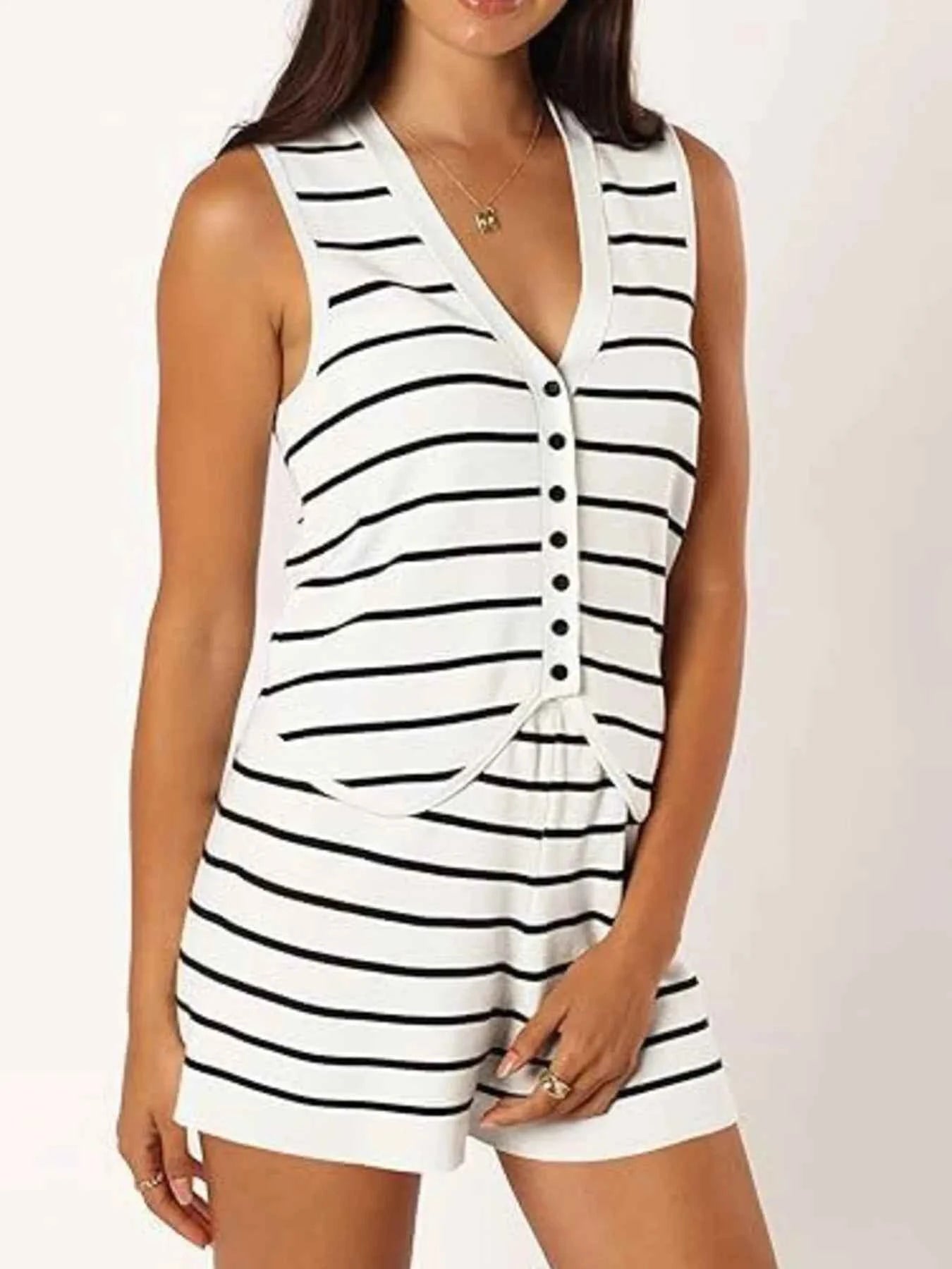 Striped Button-Front Vest and Shorts Set White 22020130a44c41f488c37ca5187084d5-Max-Origin