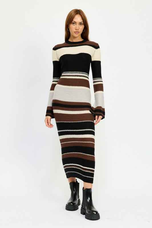 STRIPE MAXI BODYCON DRESS BROWN MULTI 22073028_4d5e6289-7144-47fb-86a5-c67753e65dbe