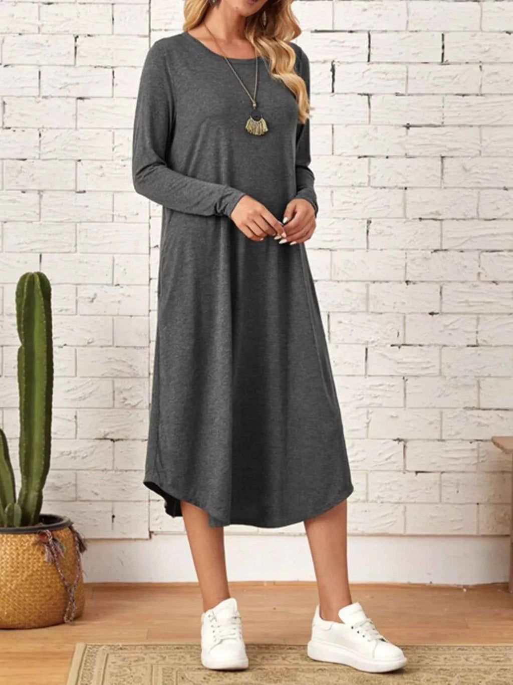 Casual Long Sleeve Pocket Midi Dress 220938a5-174a-432e-829d-7f7796bdab6b-Max-Origin