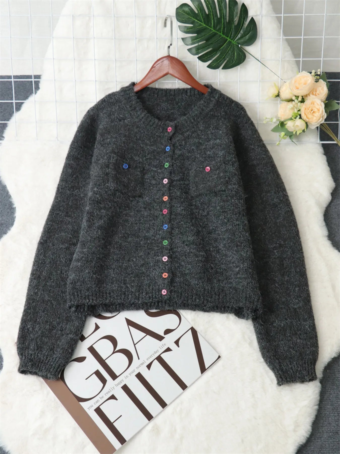Button-Up Ribbed Hem Cardigan with Chest Pocket 220bd95a435c44479fd398a57011357a-Max-Origin