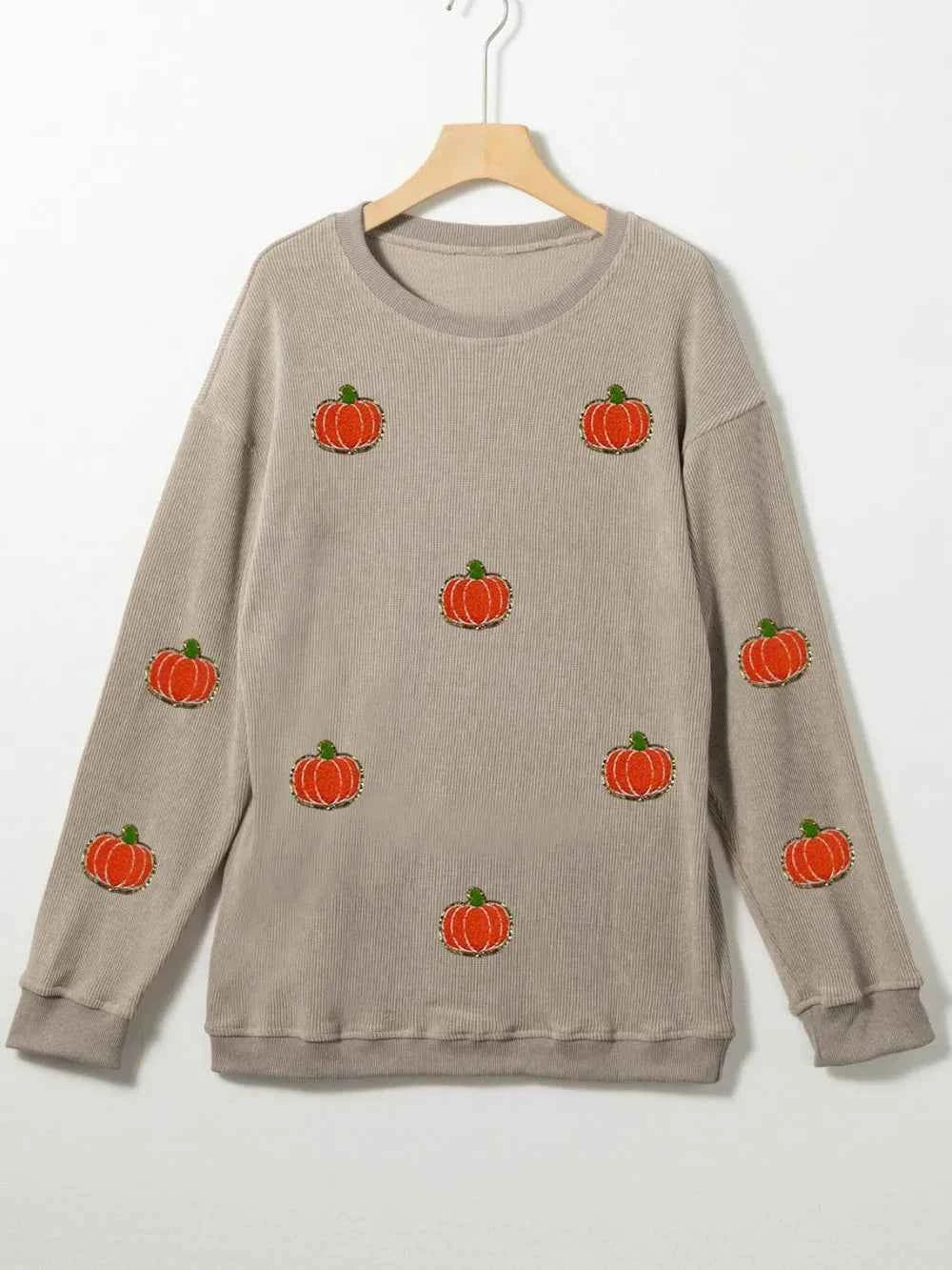 Pumpkin Round Neck Long Sleeve Sweatshirt 22144e38-ac6c-47db-9599-c34e3cb7d1bc-Max