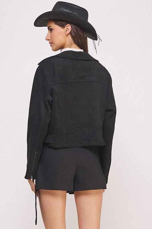 BELTED LONG SLEEVE ZIPPERED SUEDE MOTO JACKET 22158170_439eb526-3986-4ab3-aada-2d9eca46a357