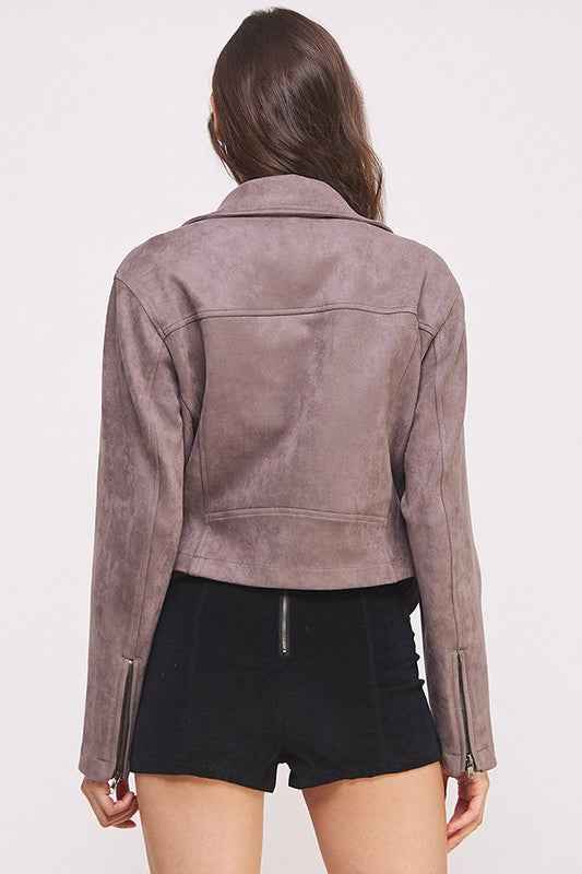 BELTED LONG SLEEVE ZIPPERED SUEDE MOTO JACKET 22158170_4ffc3e92-e07d-4cb5-b106-dd47b6299638
