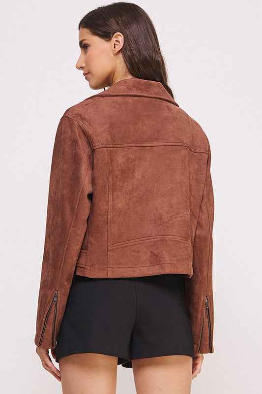 BELTED LONG SLEEVE ZIPPERED SUEDE MOTO JACKET 22158170_fa4a957e-9a4e-4168-b2fd-c26a51c7261b