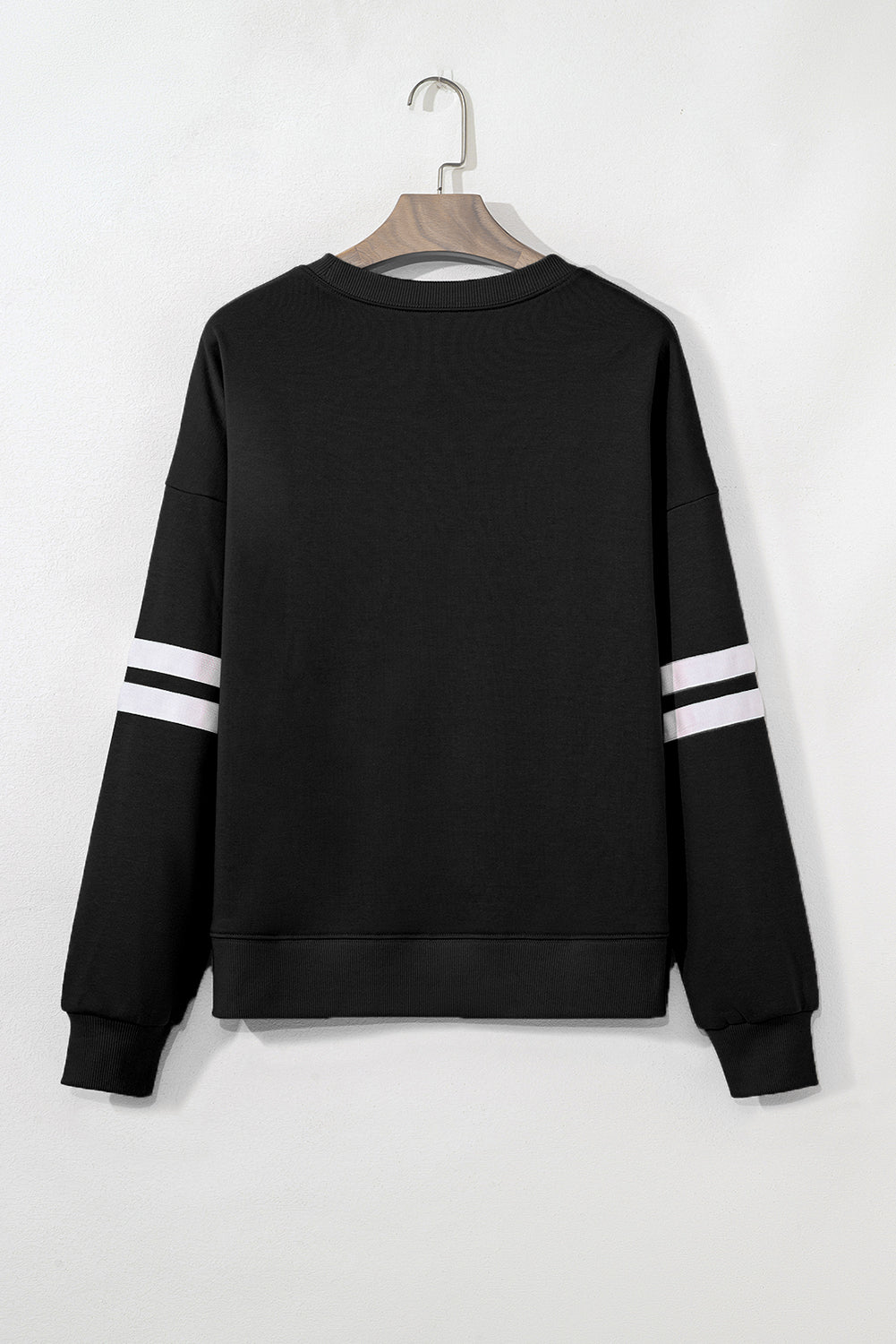 Black Halloween Pumpkin Sequin Patched Oversize Varsity Sweatshirt Black 65%Polyester+35%Cotton 2215b3f0c0063b79