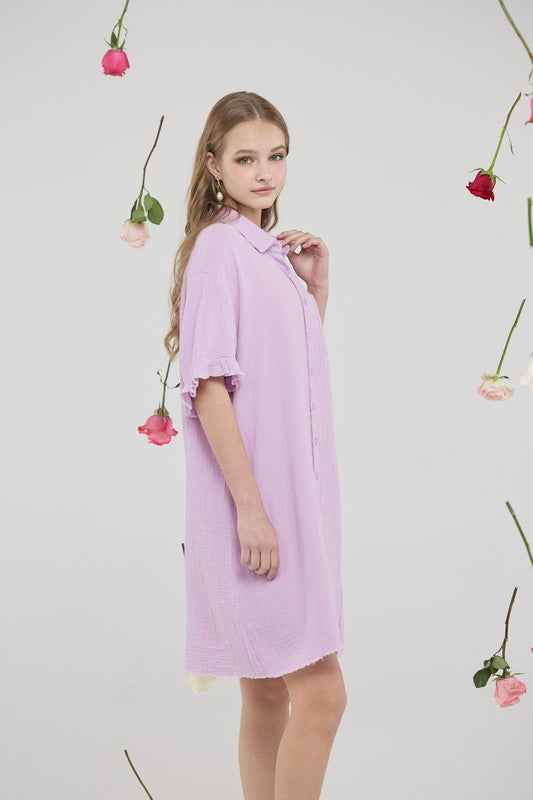 Plus Frayed Edges Breezy Button down Shirt Dress Lilac 22223699_beaa6b85-7bb2-4e2d-9323-0c90641ee7da