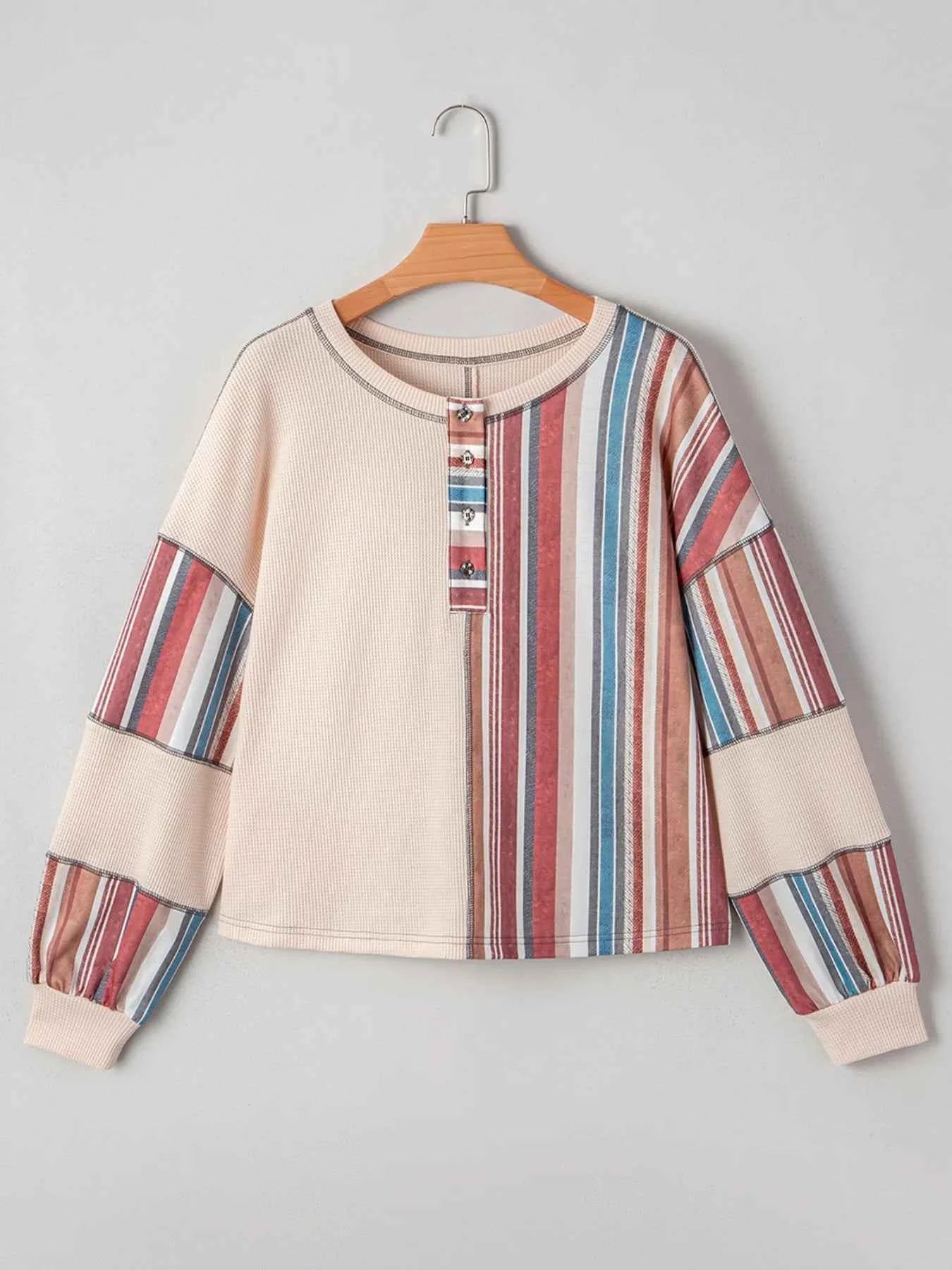 Color Block Striped Long Sleeve Top 22232ab2-c46f-4870-9df8-9611e663da9b-Max-Origin
