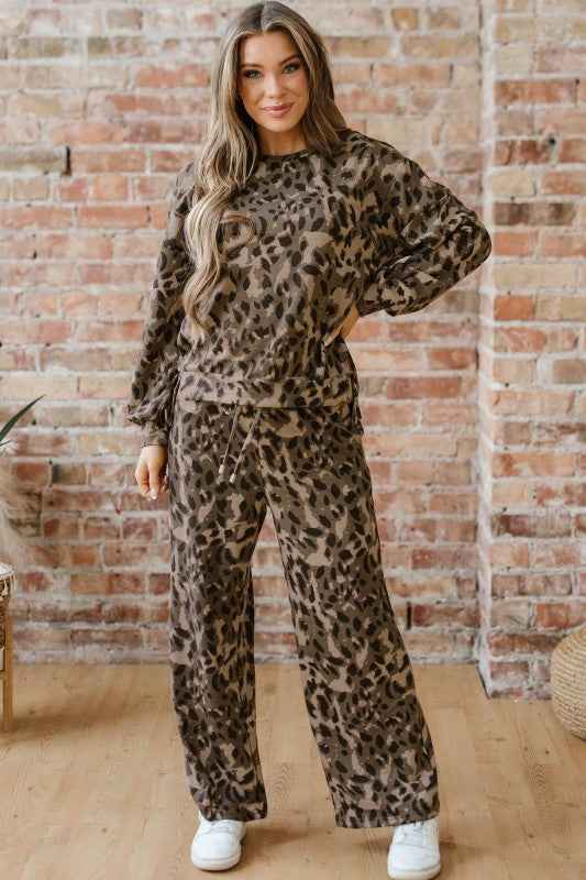 Leopard Patchwork Pullover and Drawstring Pant Set Brown 222339be-3d82-4dfe-b65a-076c876efddd