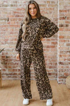 Leopard Patchwork Pullover and Drawstring Pant Set Brown 222339be-3d82-4dfe-b65a-076c876efddd