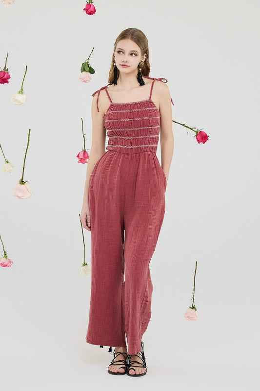 Smocked Top Wide Leg Gauze Jumpsuits 22240956_37c84a41-dd31-4963-8b80-4c34f3a522b7