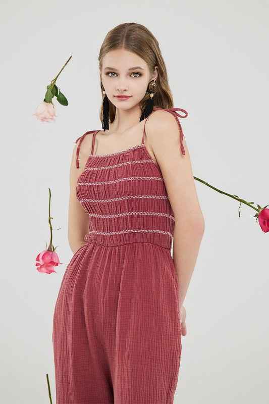 Smocked Top Wide Leg Gauze Jumpsuits D.k marsala 22240956_86b170b6-34c6-4e85-9b74-28eb3bfa1add