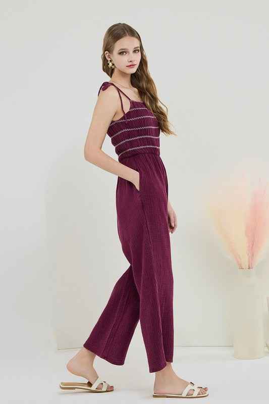 Smocked Top Wide Leg Gauze Jumpsuits 22240956_8d8357ea-fbd1-470c-9a71-414452331454