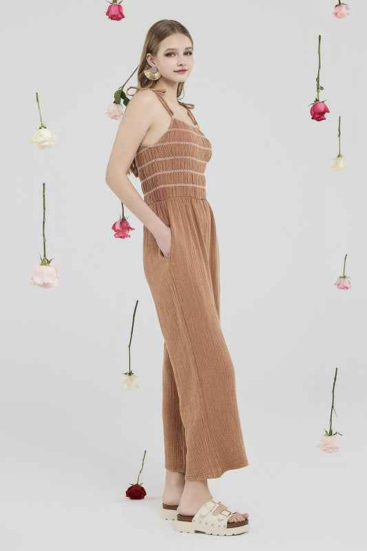 Smocked Top Wide Leg Gauze Jumpsuits 22240956_dd6e8839-4461-4a30-8646-3b95caba54e6