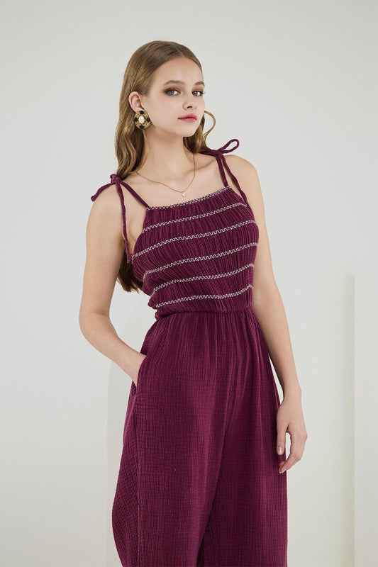 Smocked Top Wide Leg Gauze Jumpsuits Eggplant 22240956_e6b5ccec-2c44-4e4d-bfc4-b3dabf2ffed8