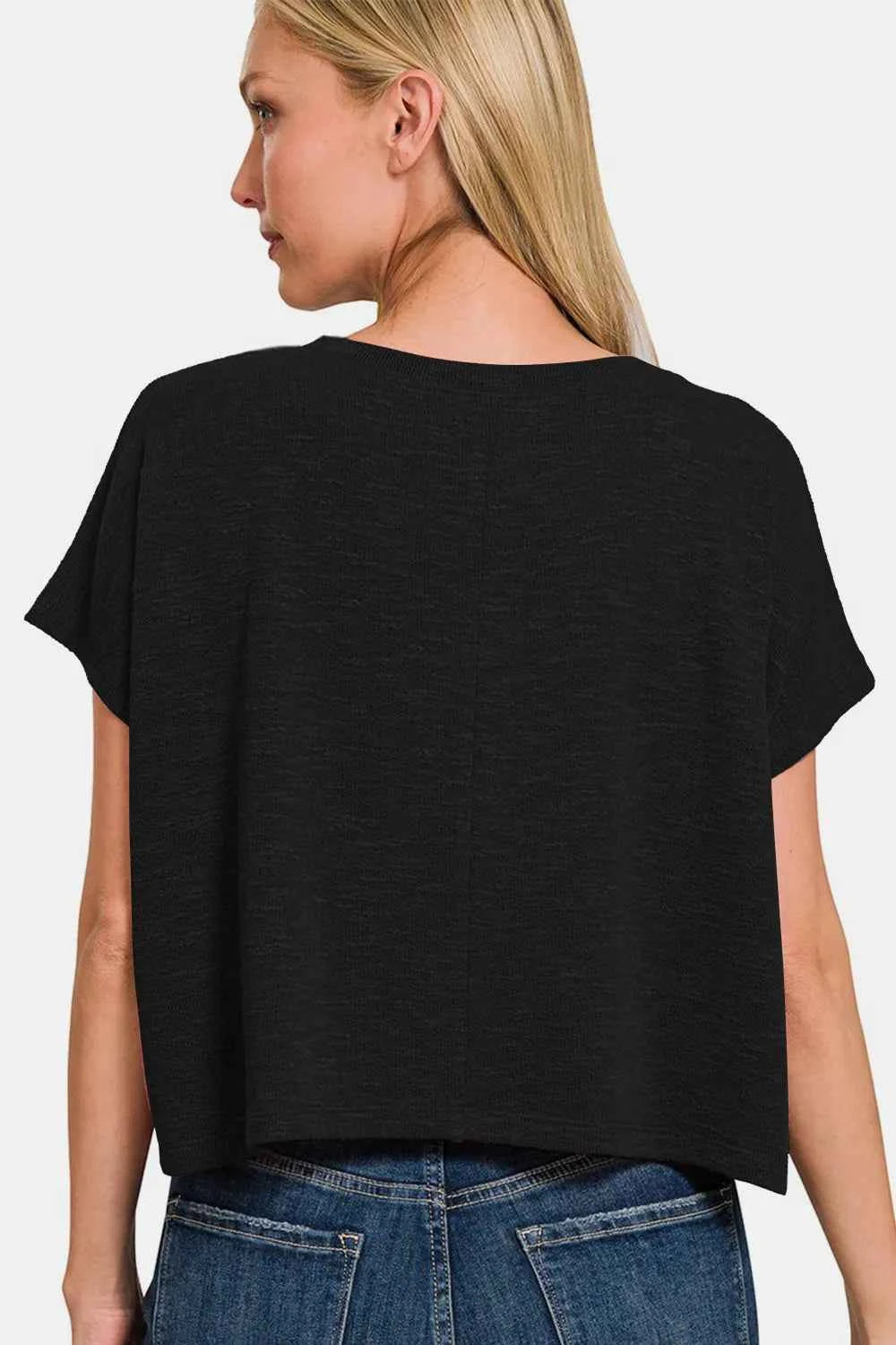 Zenana V-Neck Short Sleeve Crop T-Shirt 222603b5-7643-4e3e-846e-72dbdf443564-Max