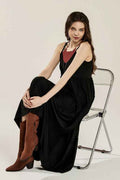 Plus Knit V-neck Ruffle Tiers Knit Maxi Dress Black 22290518_184fc31d-a105-4080-9dae-a400e057fdb8
