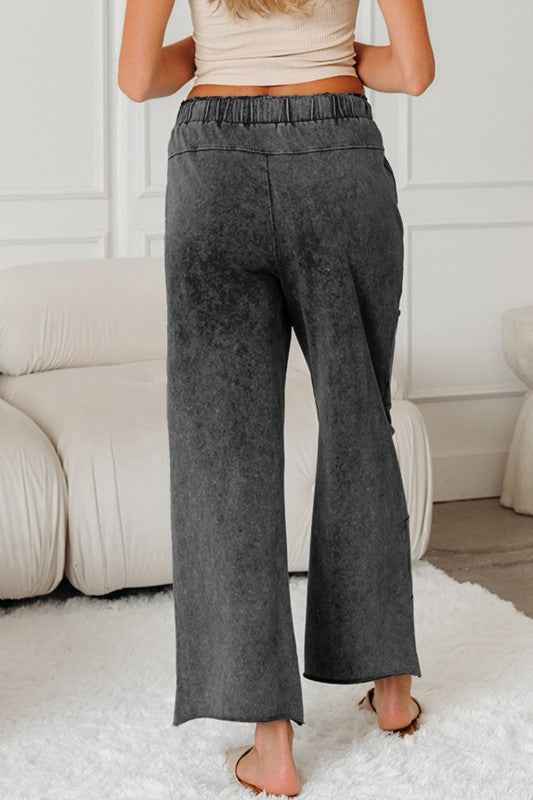 Mineral Wash High Waist Raw Hem Pants 222afd15-ebec-48a9-9d41-52d35e38ac87