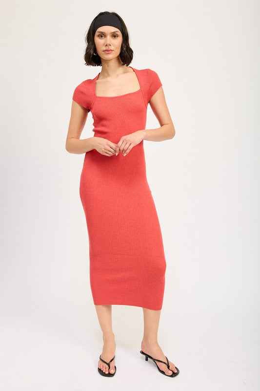 SQUARED NECK BODYCON MIDI DRESS BERRY 22308741_1b4fd6b4-ce7b-4f73-9fe3-e70bfd35ac87