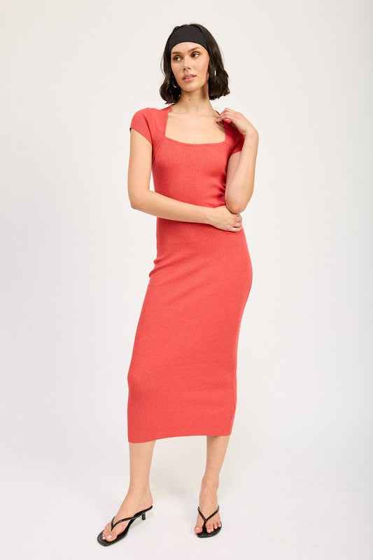 SQUARED NECK BODYCON MIDI DRESS 22308741_34140836-ca1d-4798-9351-e5446150b9be