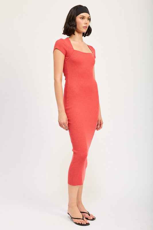 SQUARED NECK BODYCON MIDI DRESS 22308741_3970fc99-a265-44f0-bc70-3173e4dae387