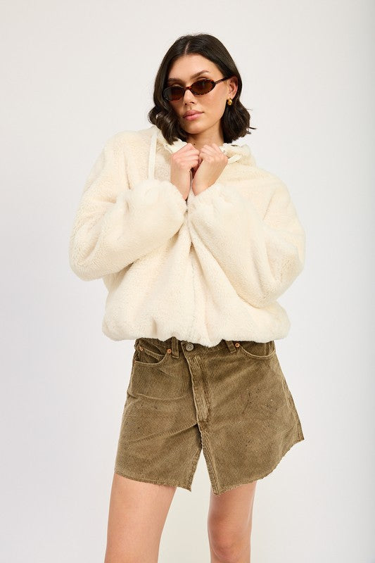 Fuzzy hooded jacket 22308867_05a2a598-6aa4-4260-afb5-a2f5872f45b3