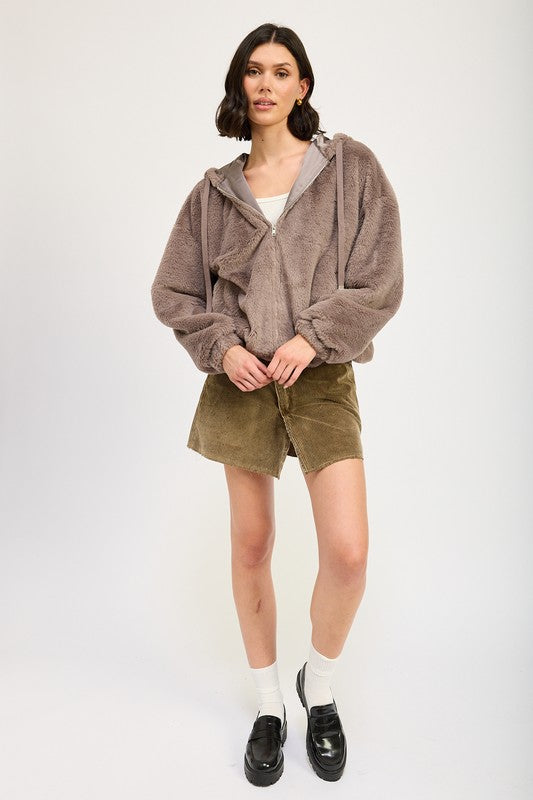 Fuzzy hooded jacket 22308867_c800e0fb-a37c-47fa-b1e9-9c058989548b
