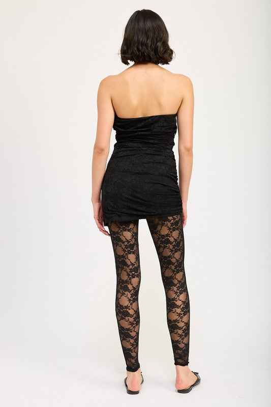 RUCHED MINI DRESS WITH LACE LEGGINGS 22308871_0587102c-e662-4b4f-83b4-deda2509fb8f