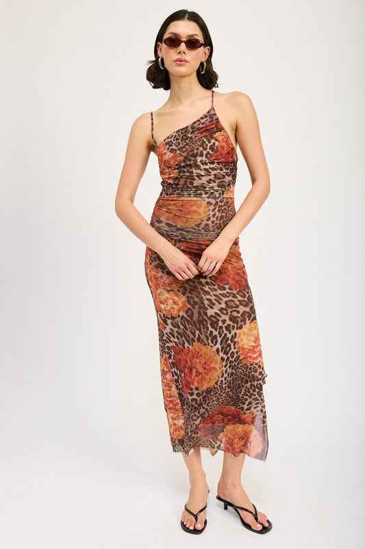 MESH PRINTED ONE SHOULDER MAXI DRESS LEOPARD ORANGE FLORAL 22312046_29981a06-62a7-4751-8463-8c13b67851aa