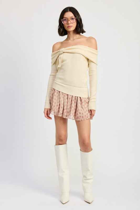 MIXED MEDIA OFF SHOULDER MINI DRESS 22402155_6948cefa-d6a8-4310-a84f-e1479a71d68c