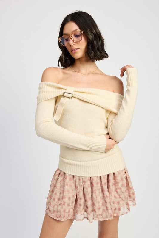 MIXED MEDIA OFF SHOULDER MINI DRESS 22402155_80227e94-7452-454b-a4e8-12b263e6665d